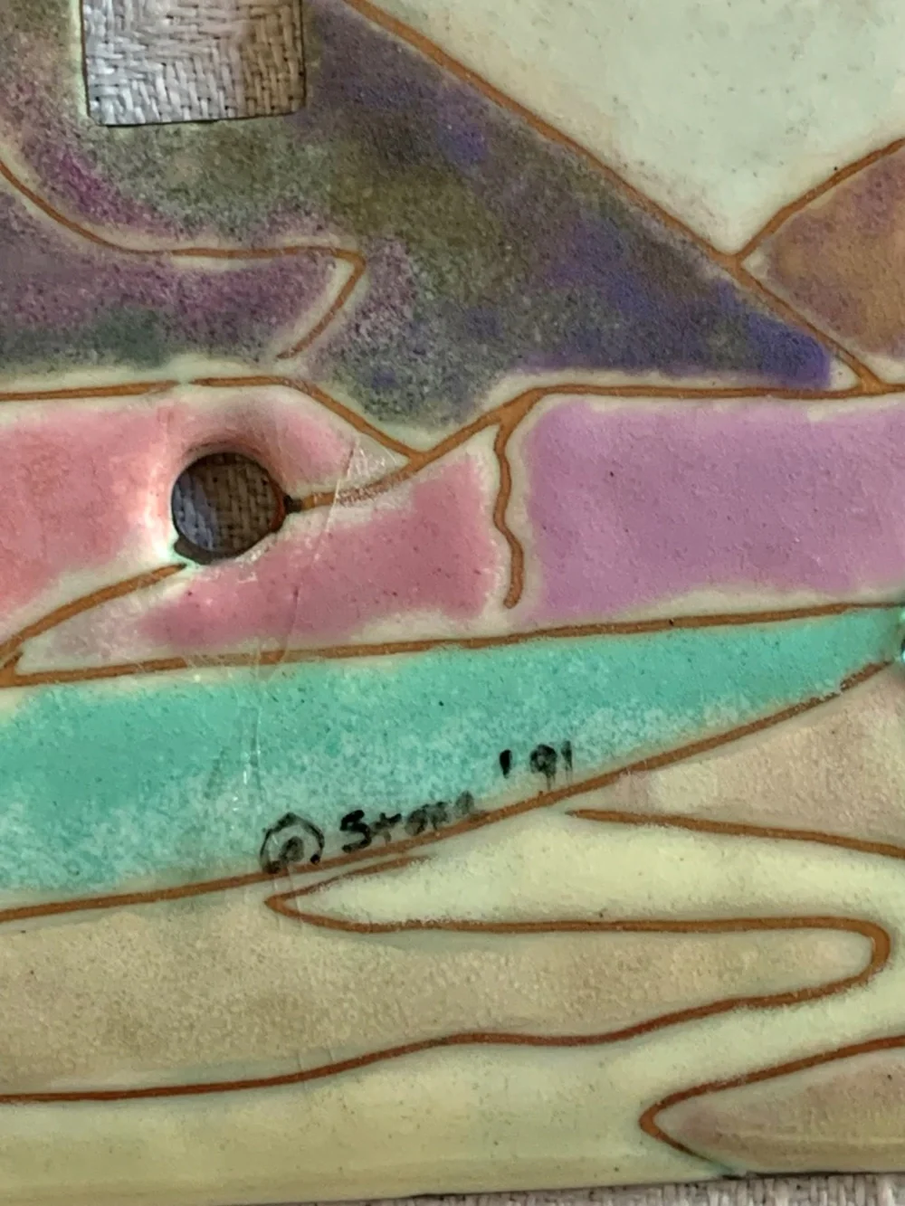 Fine Art Enameled Copper Triple Switch Plate | Judy Stone 1991